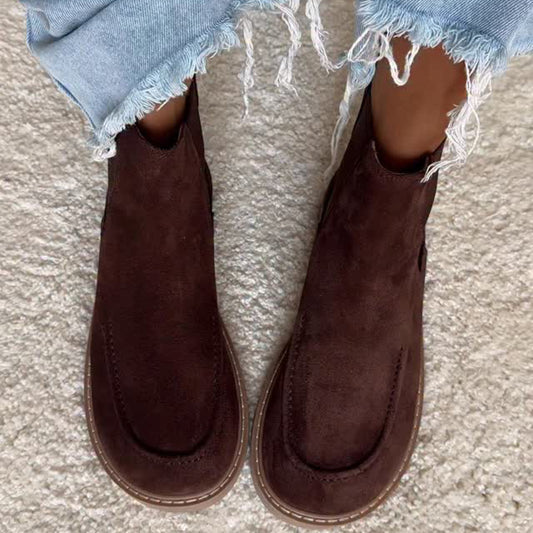 Flat Suede Ankle Boots