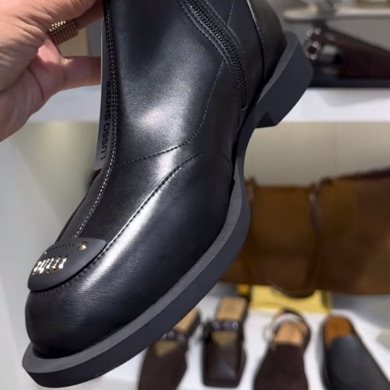 Round Toe Side Zip Ankle Boots