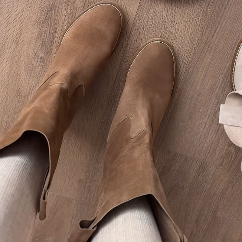 Comfortable Flat Frosted Leather Boots