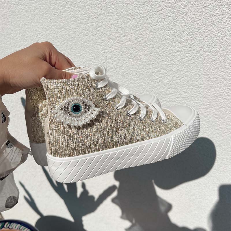 Pearl-Decorated Sneakers