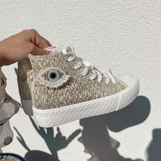 Pearl-Decorated Sneakers