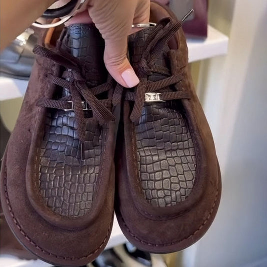 Round Toe Retro Flat Lace-Up Loafers