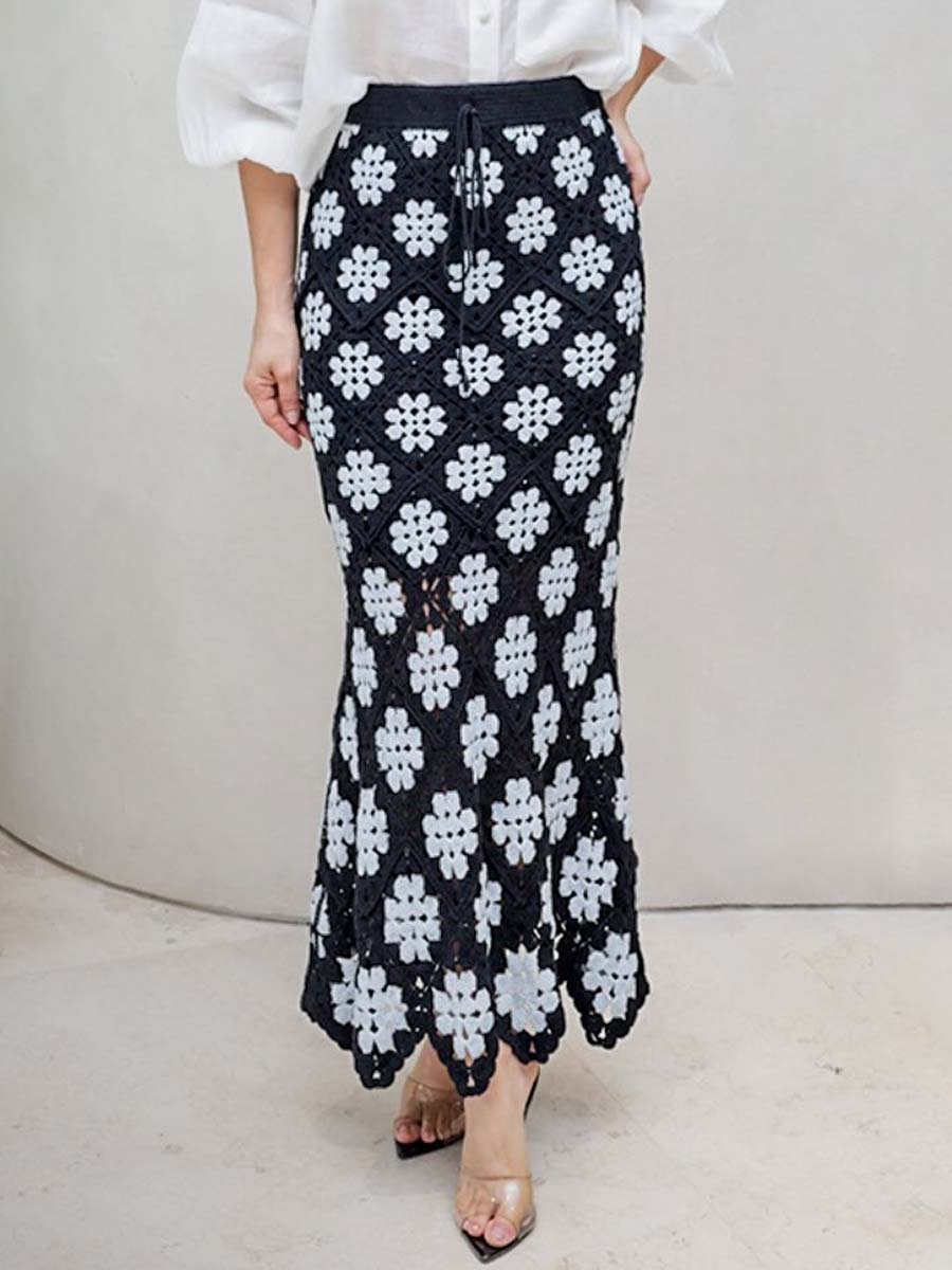 Drawstring Waist Crochet Skirt
