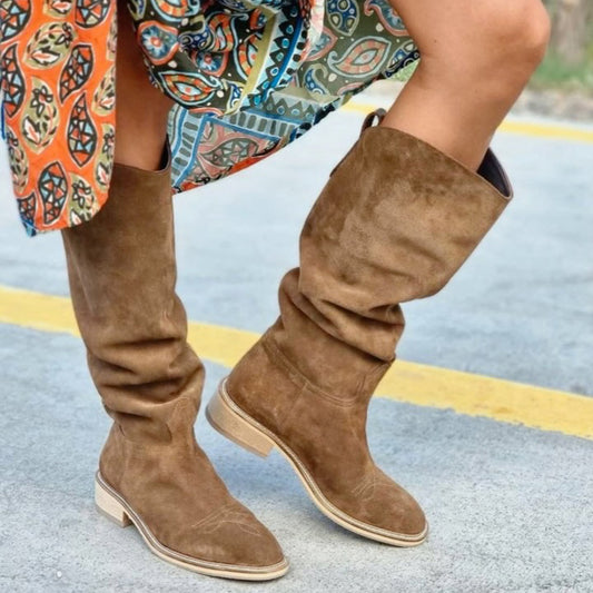 Round Toe Soft Suede Boots