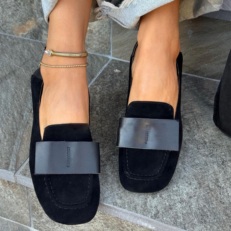 Frosted Flat Square-toed Loafers