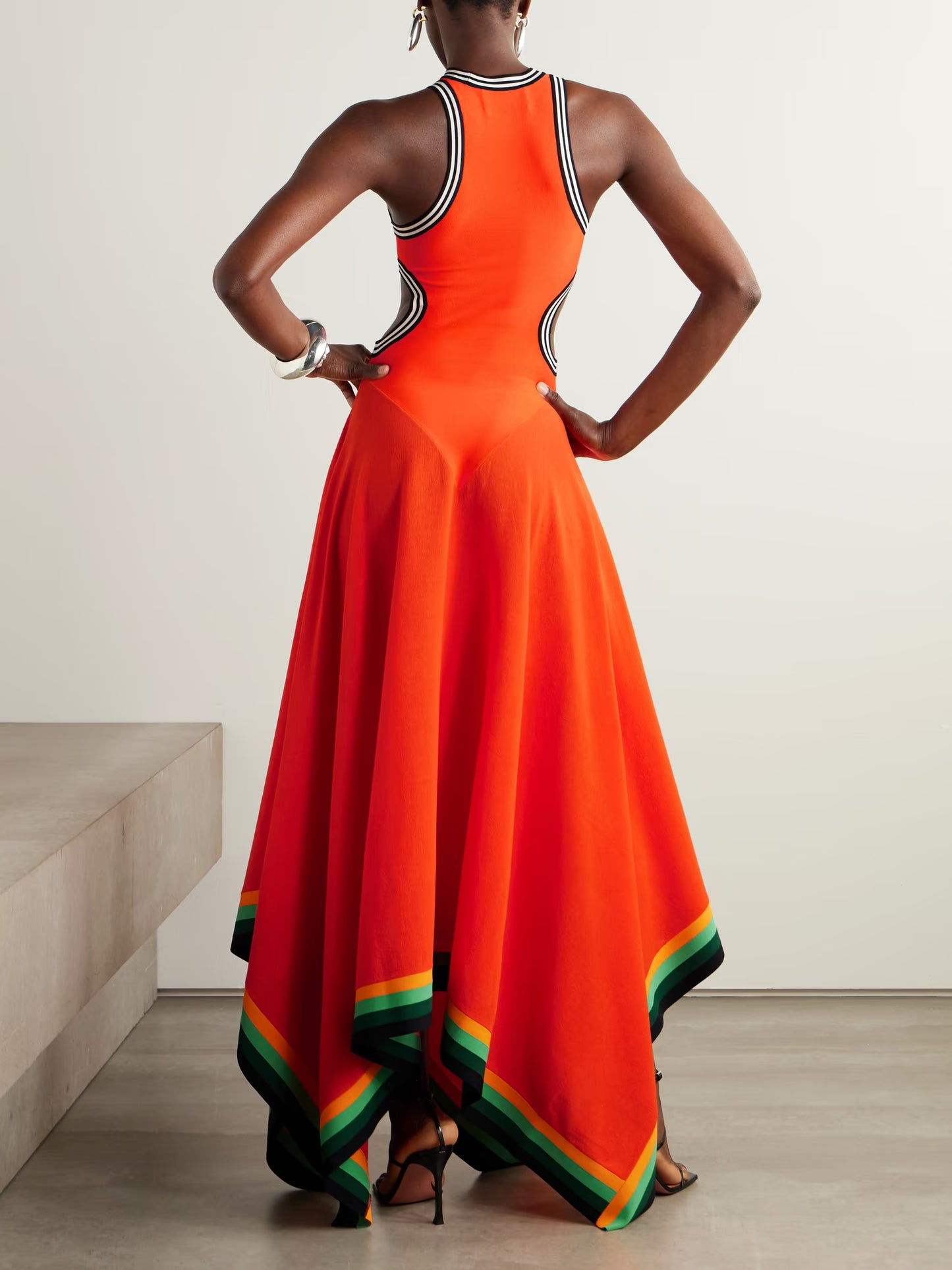 Striped hollow dress