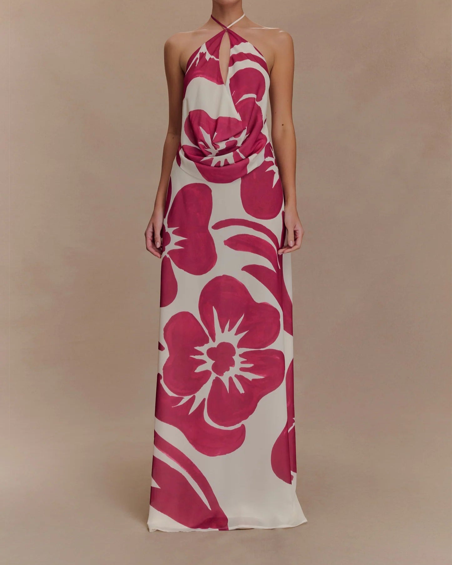Floral Halter Neck Maxi Dress
