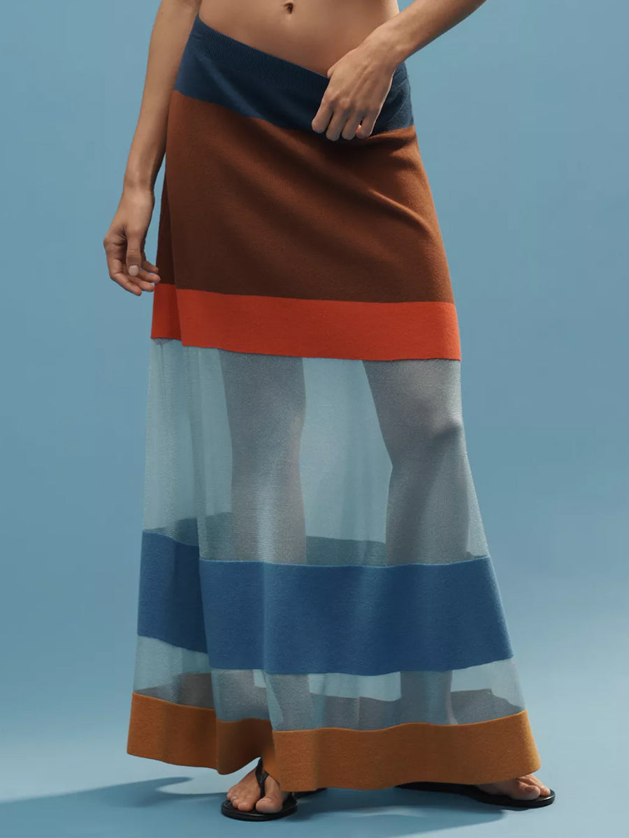Striped Sheer Maxi Skirt