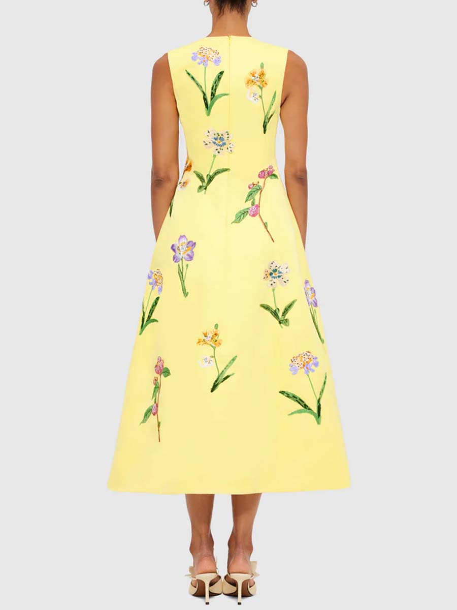 Flower Print Sleeveless Maxi Dress