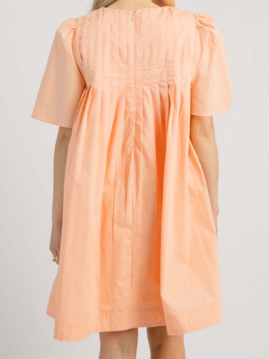 Short Flutter Sleeve Pleated Dress