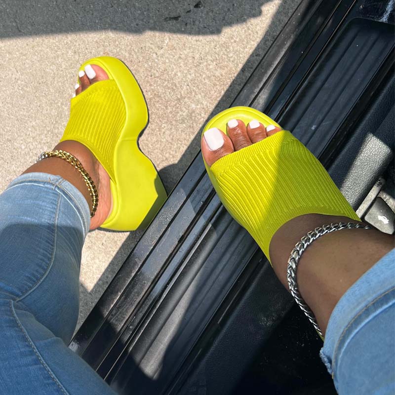 Wedge Thick Bottom Fashion Comfortable Knitted Slippers