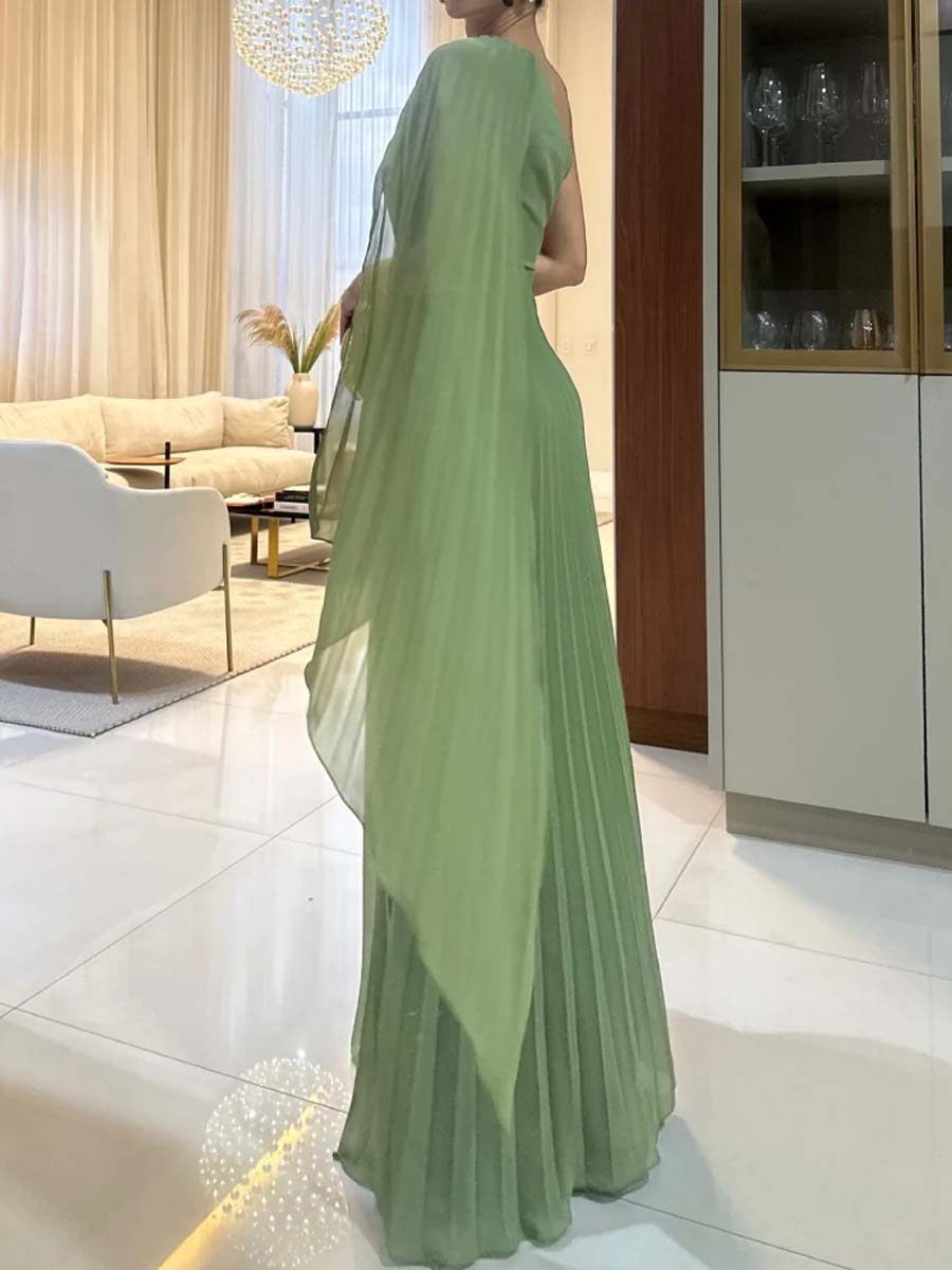 Slant Collar Raglan Sleeves Elegant Dress