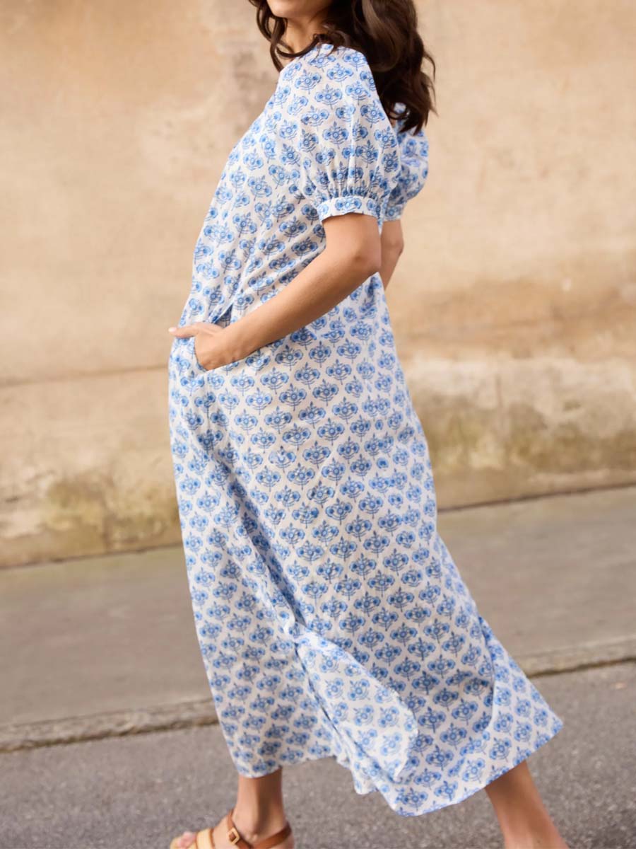 Floral Print Square Collar Dress