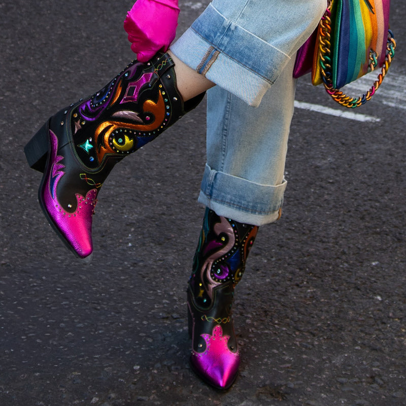 Rhinestone Sparkle Pointed-Toe Boots