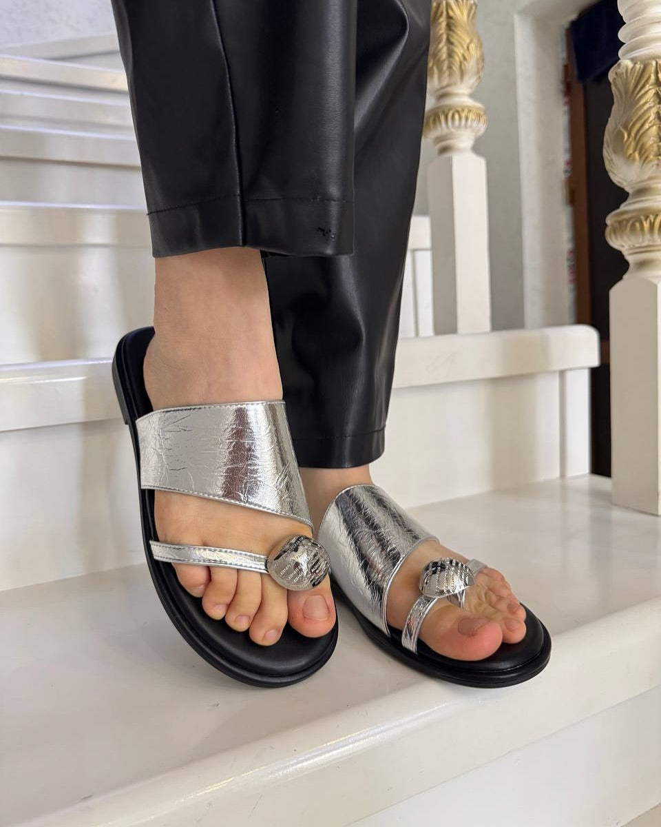Casual Metal Button Sandals