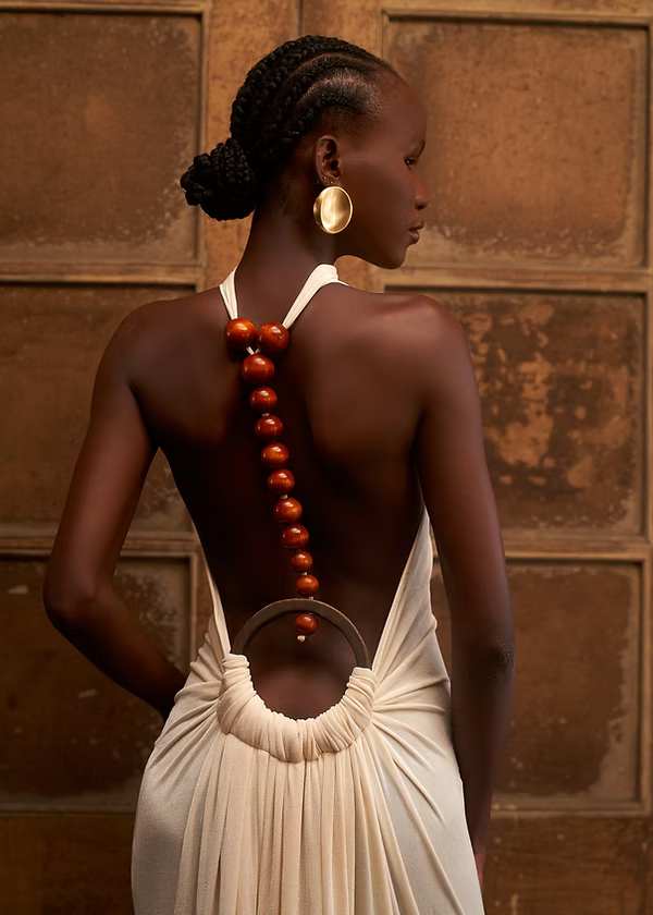 Halter Neck Open Back Fringe Hem Dress