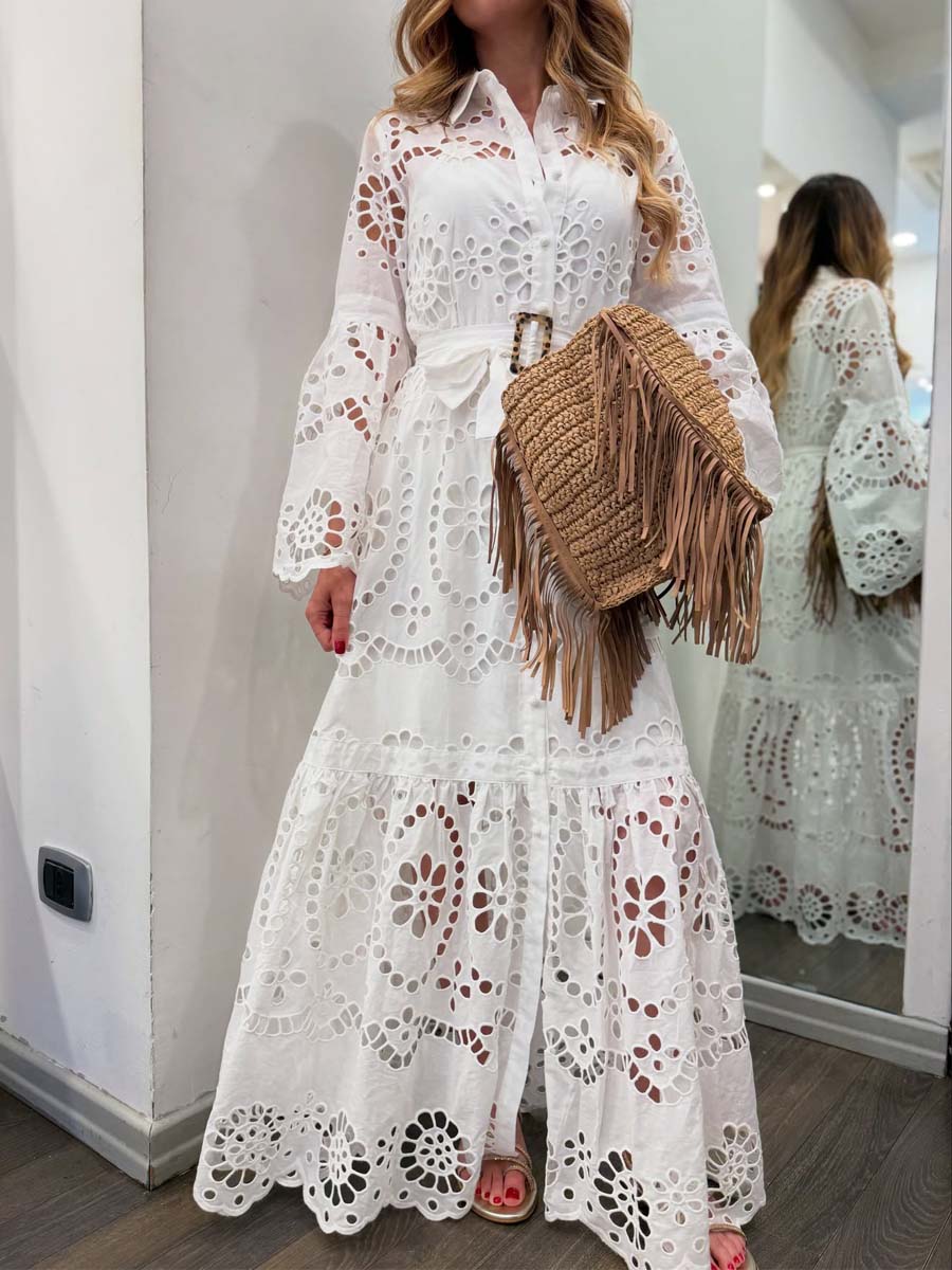 Elegant Lace Long Sleeve Maxi Dress