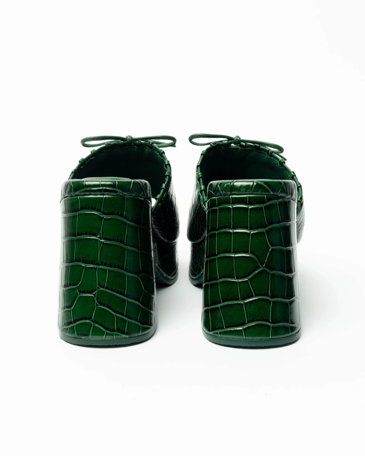 Croc Embossed Platform Mules