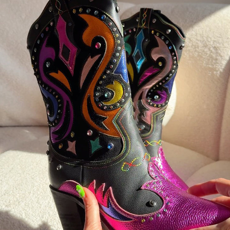 Rhinestone Sparkle Pointed-Toe Boots