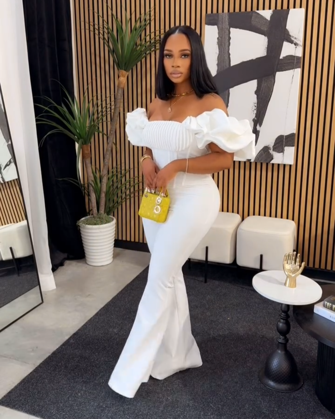 White ruffle jumpsuit