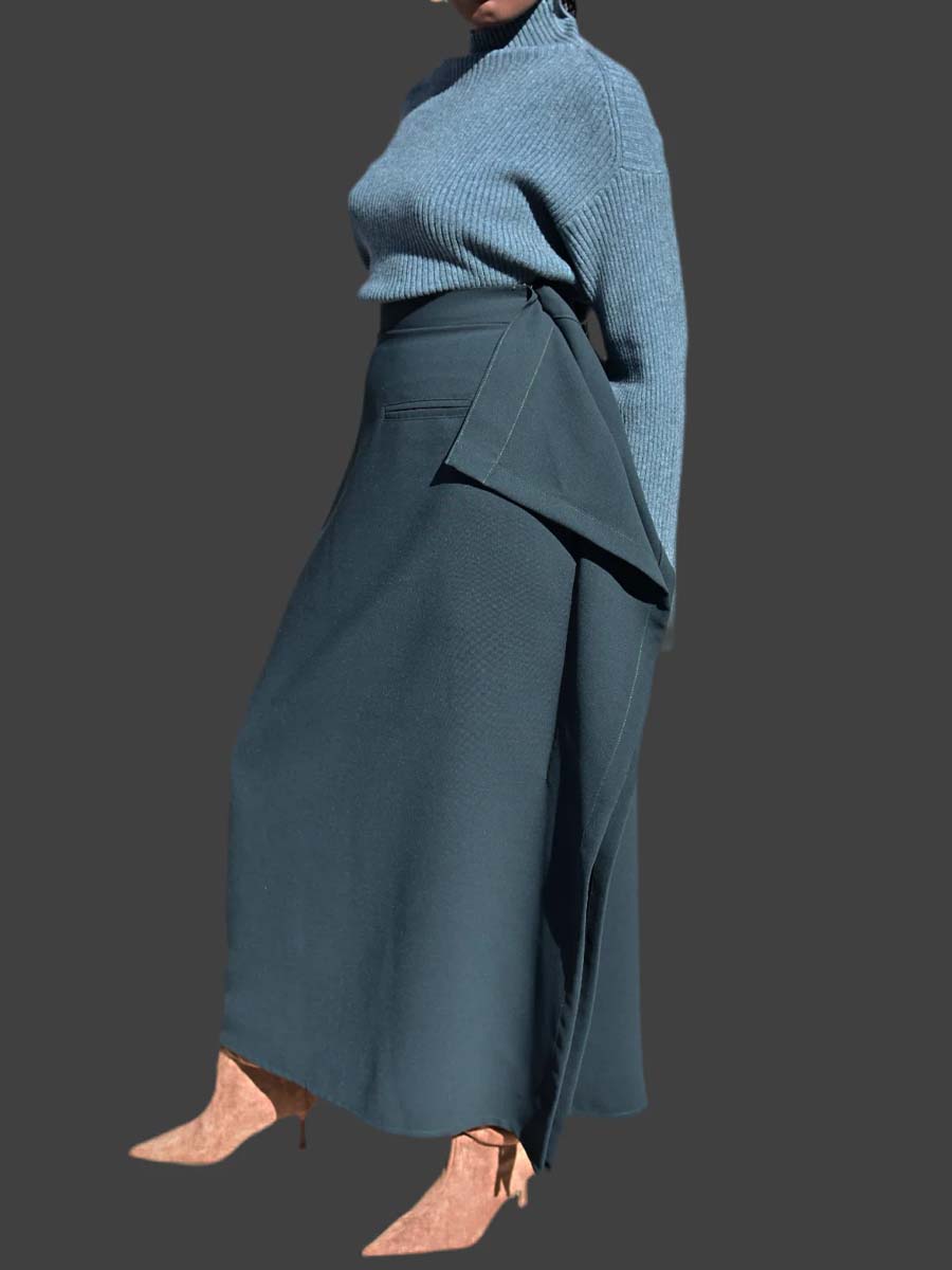 Monk Neck Irregular Two Pieces Dress