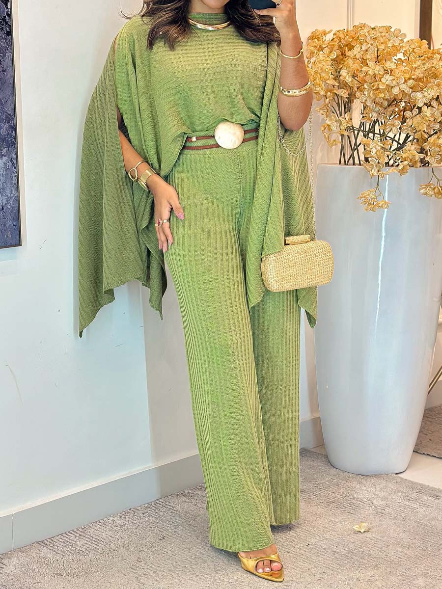 Split Sleeve Knitted Two Pieces Set
