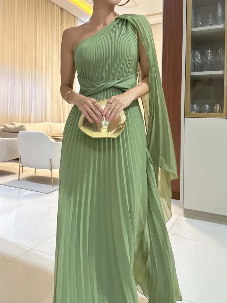 Slant Collar Raglan Sleeves Elegant Dress