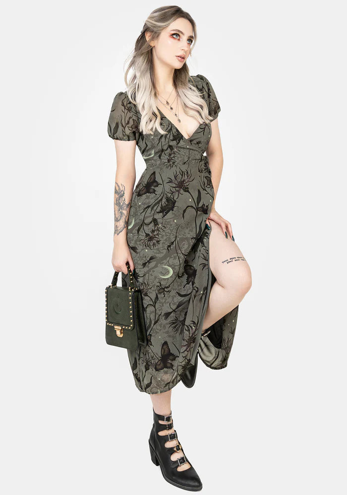 Floral Wrap Midi Dress