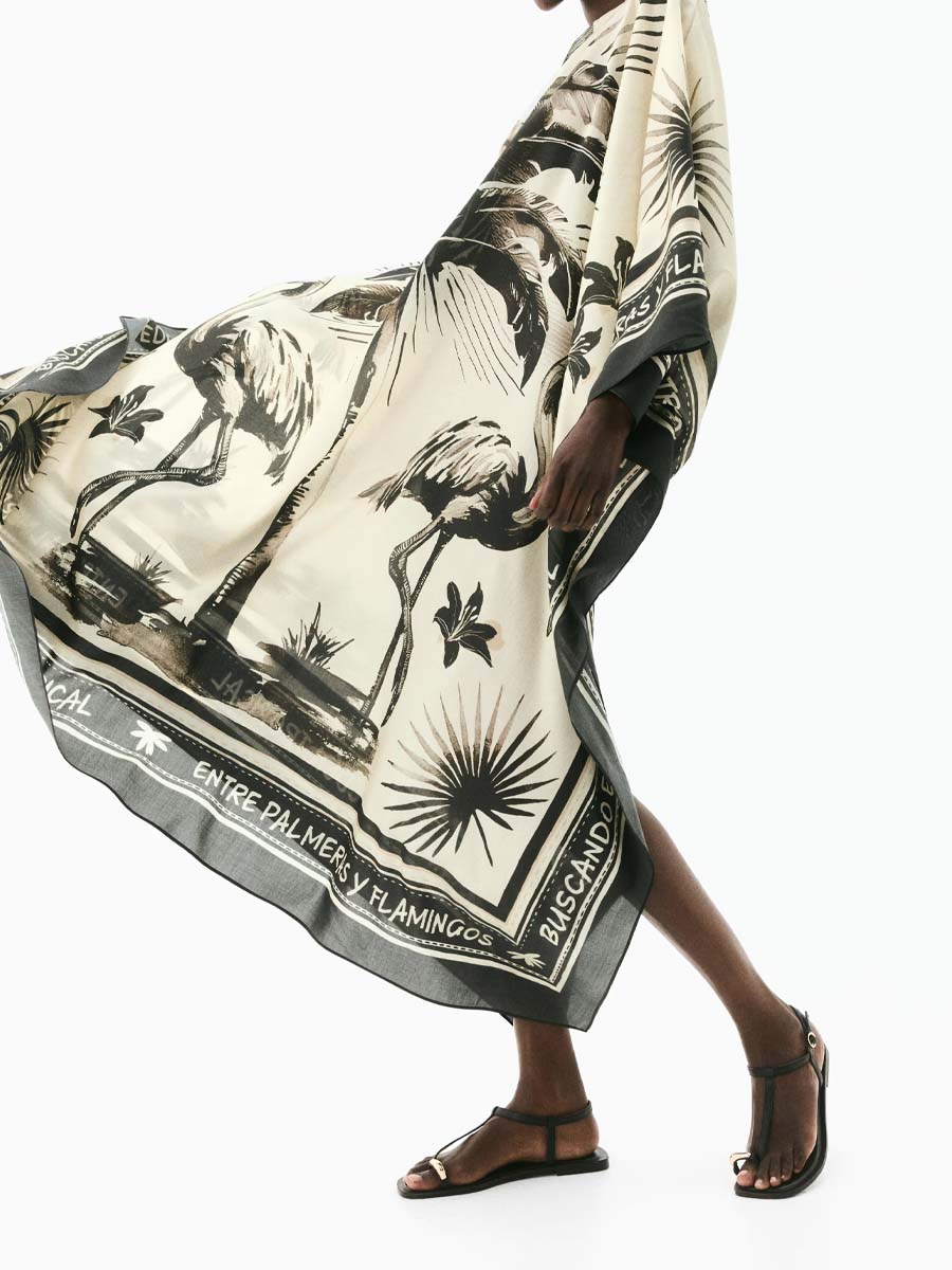 Oversize Printed Slit Hem Maxi Dress