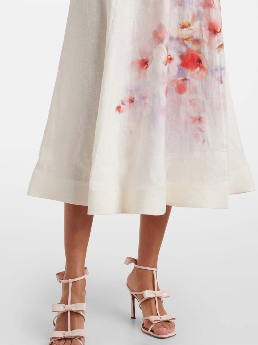 Floral Print Flare Sleeve Elegant Dress