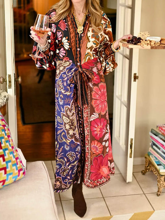 Multicolor Printed Wrap Dress