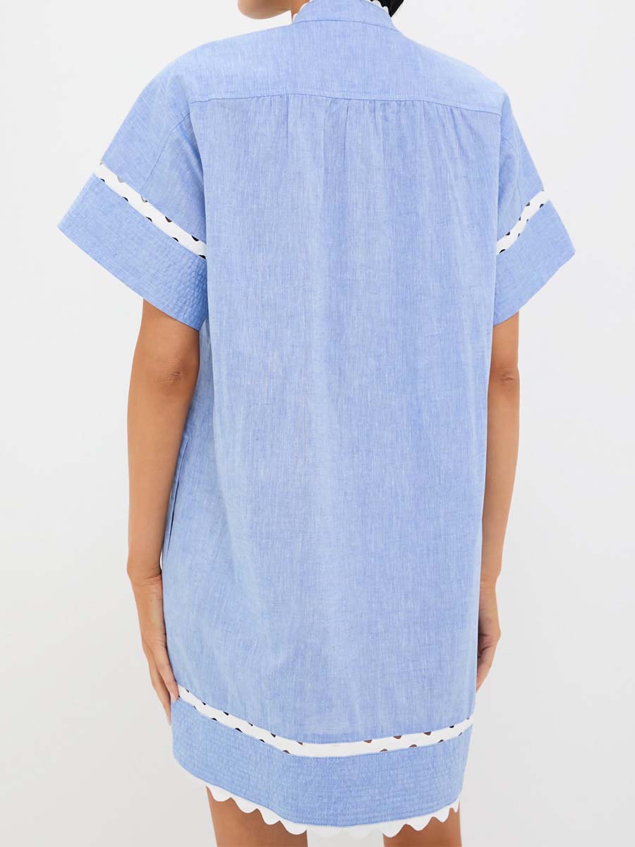 Charming Ric-rac Trim Belted Dress