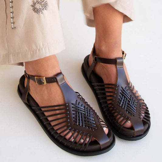 Woven Toe-covered Roman Sandals