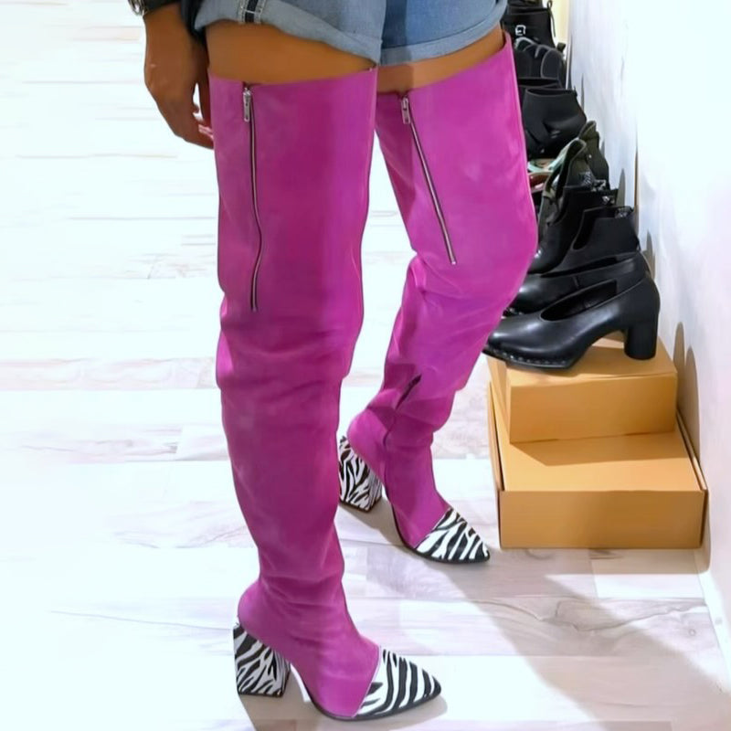 Pointed-Toe Over-the-Knee Boots