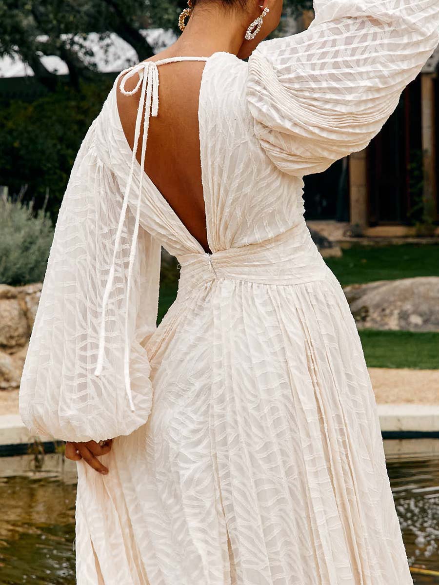 Elegant Deep V Neck Printed Maxi Dress