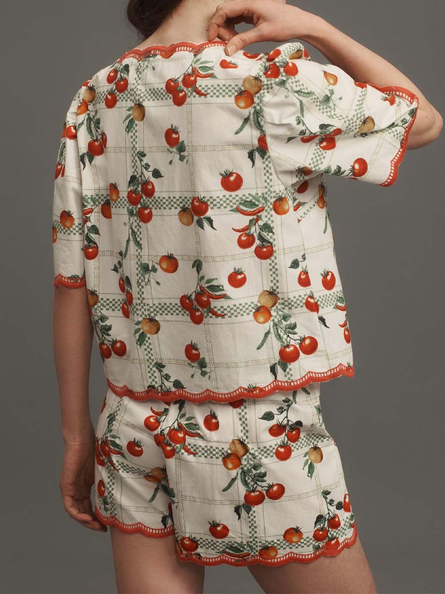 Bloom Short-Sleeve Tie-Front Blouse