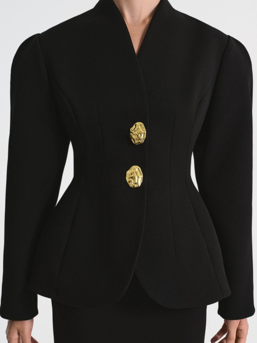 Outline Sleeve Stand Collar Blazer & Pants