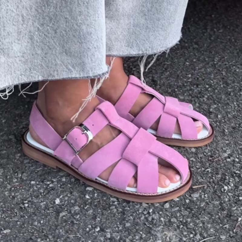 Comfortable Cut-out Flat Roman Sandals