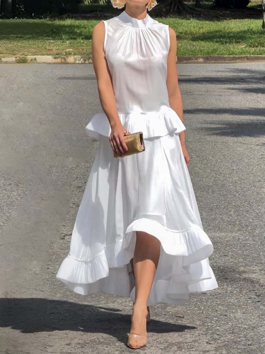 Sleeveless Ruffled Two-piece Dress