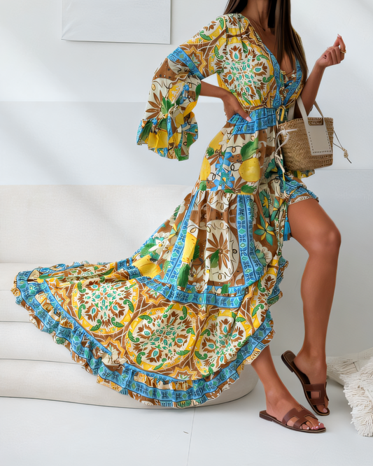 Printed Wrap - Style Maxi Dress