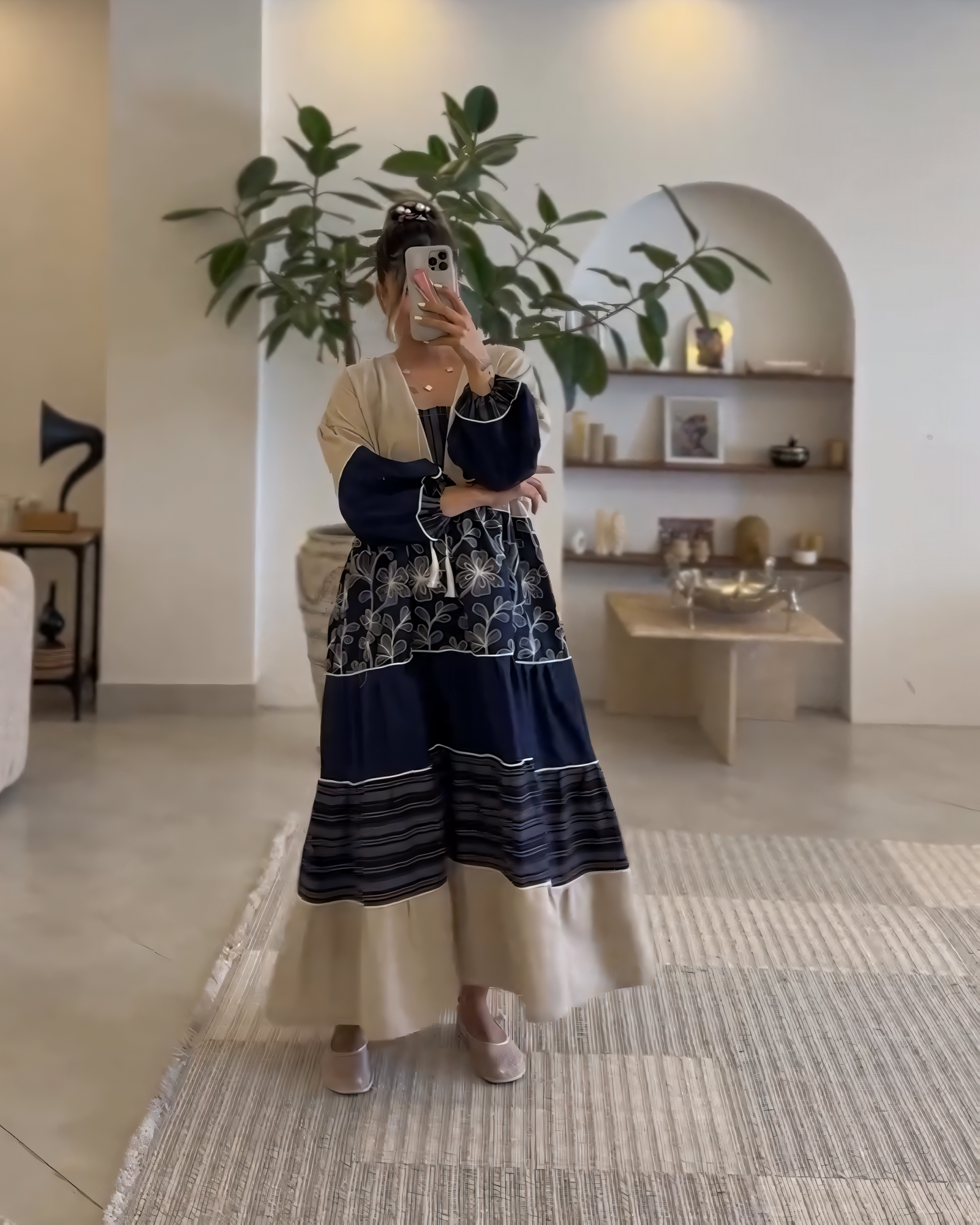 Color - Block Embroidered Maxi Dress