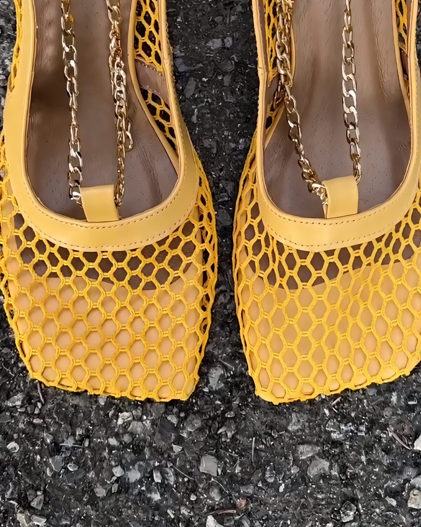 Yellow Mesh - Upper Chain - Decorated Heels