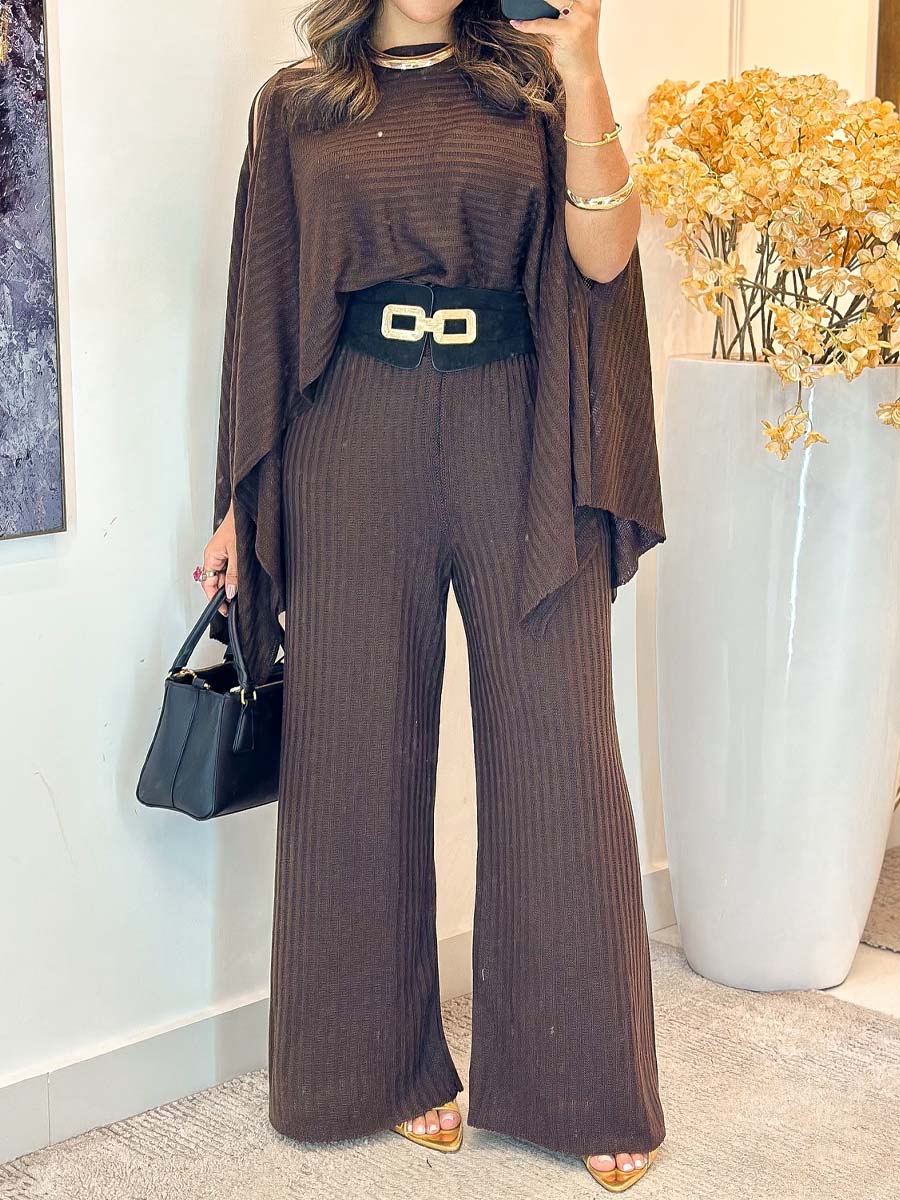 Split Sleeve Knitted Two Pieces Set