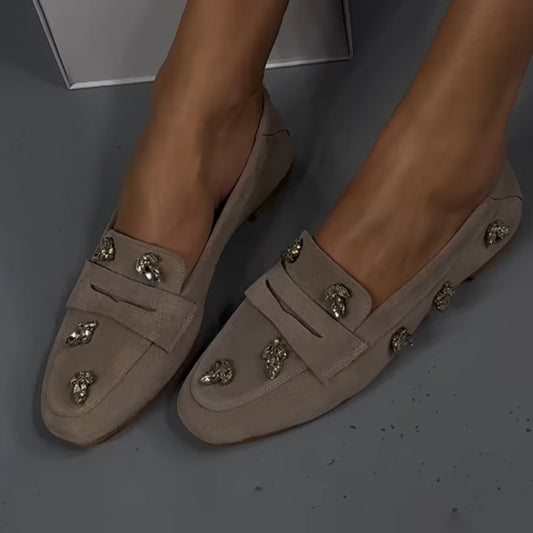 Suede Crystal Stones With Accessories Shoes
