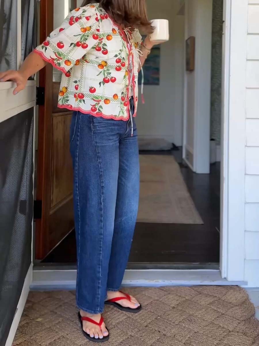 Bloom Short-Sleeve Tie-Front Blouse