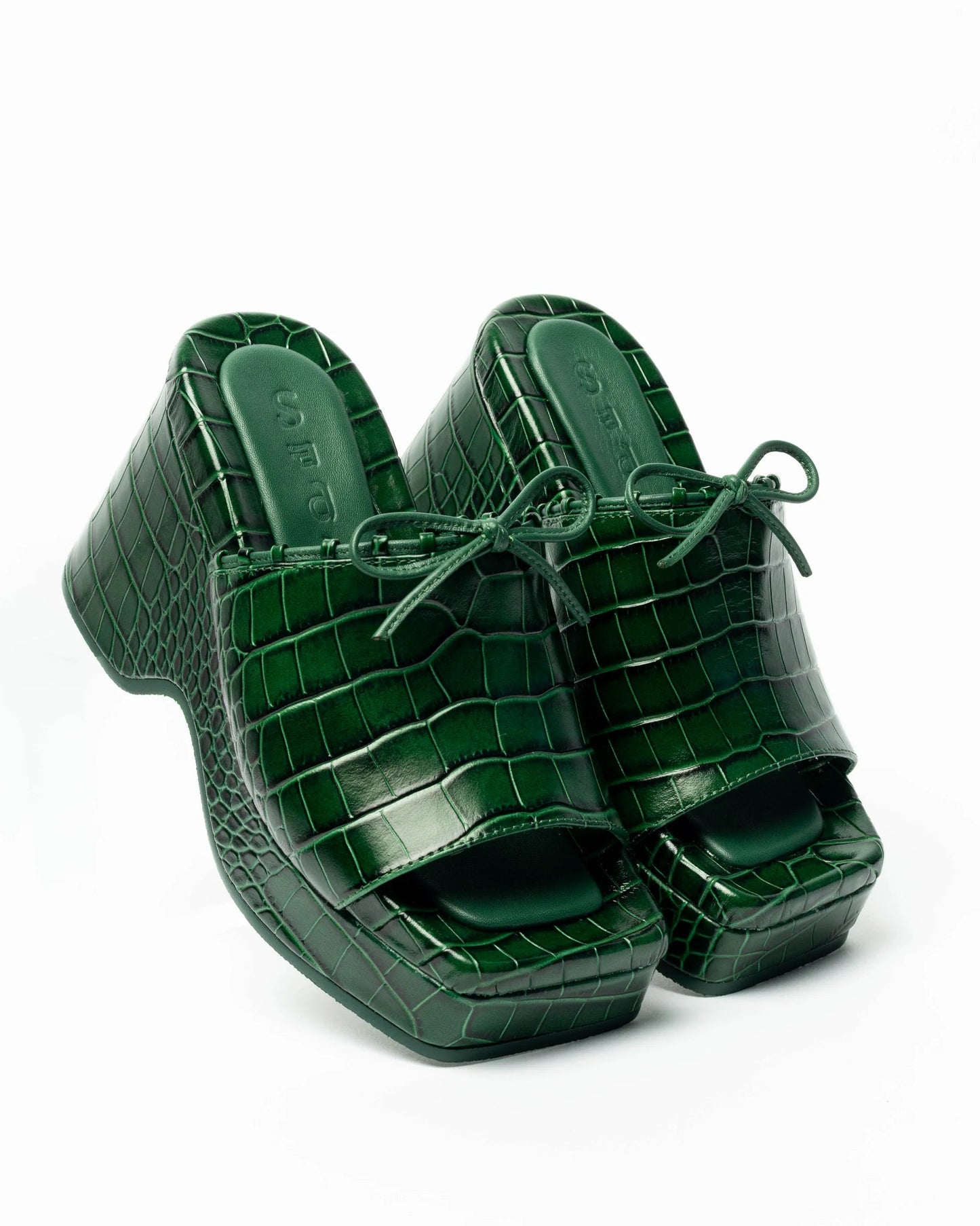 Croc Embossed Platform Mules