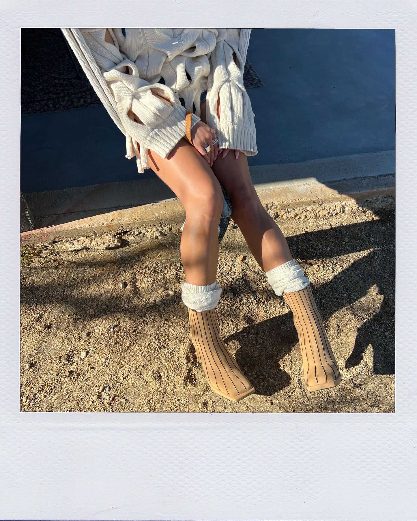 Ribbed Square Toe Ankle Boots