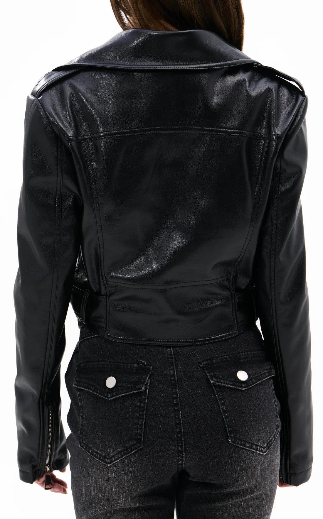 Cropped Faux Leather Moto Jacket