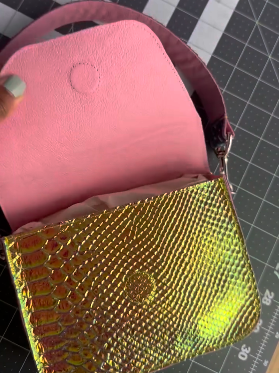 Holographic Croc - Embossed Crossbody Bag