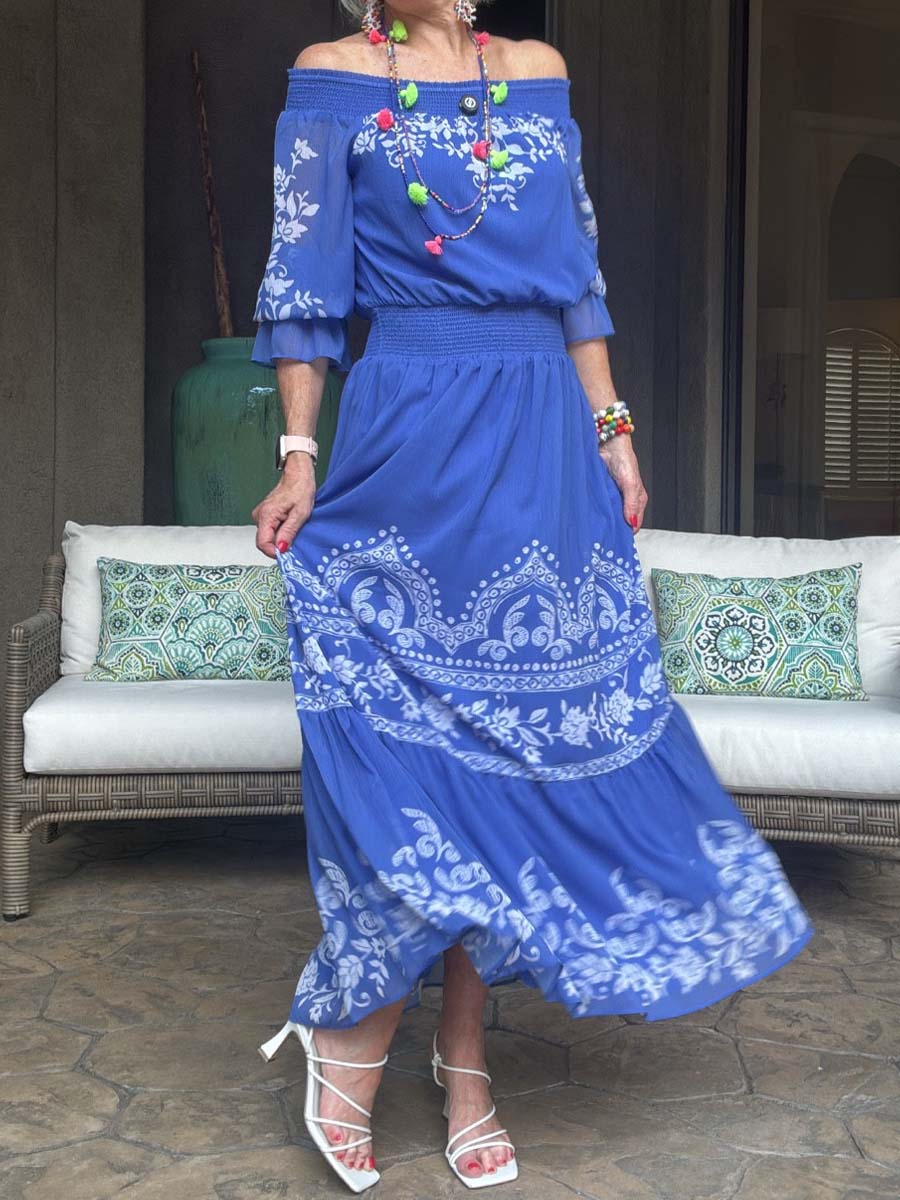 Off Shoulder Tiered Maxi Dress